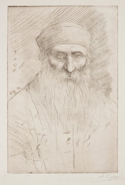 Huvud av en man med långt skägg av Alphonse Legros