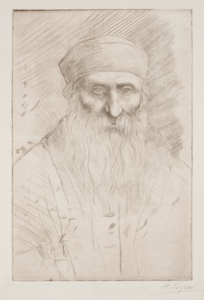 Huvudet av en man med ett långt skägg. av Alphonse Legros
