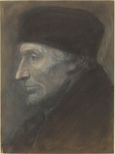 Huvud av en man med kalot av Alphonse Legros