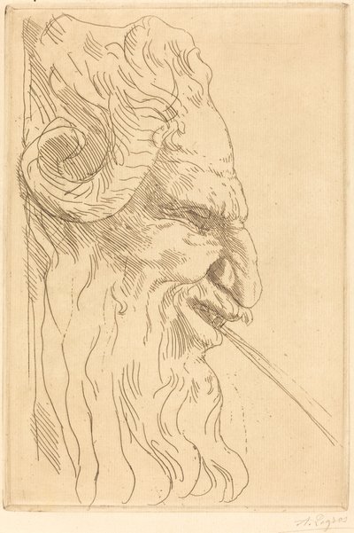 Chef för en Satyr Tete de satyre. av Alphonse Legros
