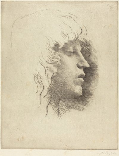 Head of a Young Girl (En ung flickas huvud) av Alphonse Legros
