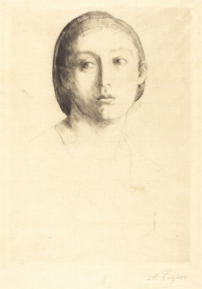 Huvud av en ung flicka av Alphonse Legros