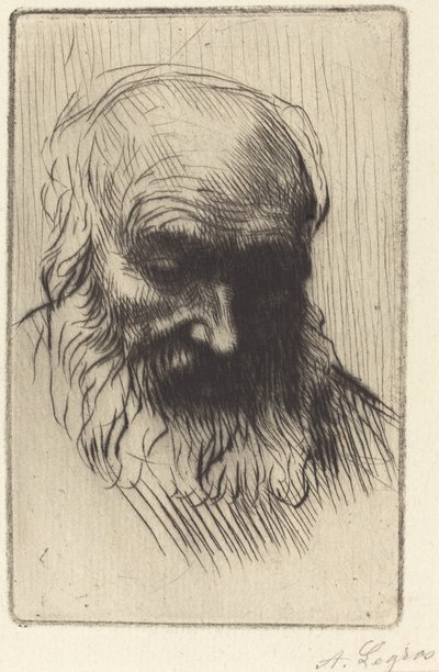 Chef för en gammal man Etude de tete. av Alphonse Legros
