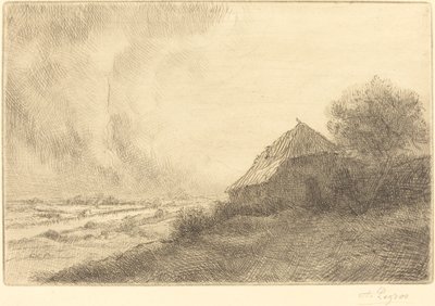 Hovel on a Hillside Masure sur la colline. av Alphonse Legros