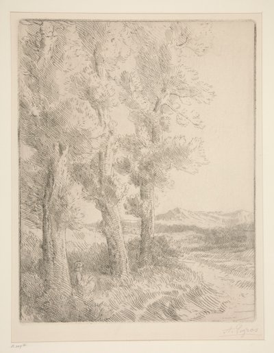 Kvinna som läser: Lektion under träden av Alphonse Legros