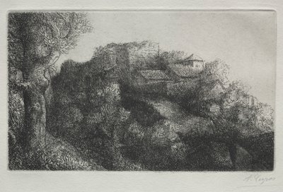 Landskap (med byggnader) av Alphonse Legros