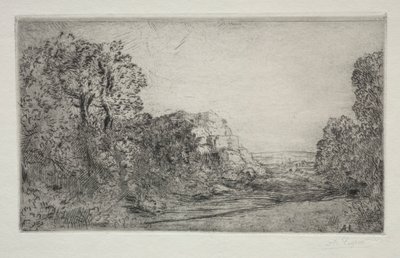 Landskap: Soluppgång av Alphonse Legros