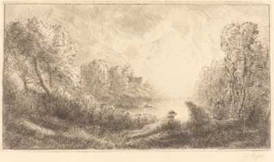 Landskap: Soluppgång Landskap: Soluppgång. av Alphonse Legros