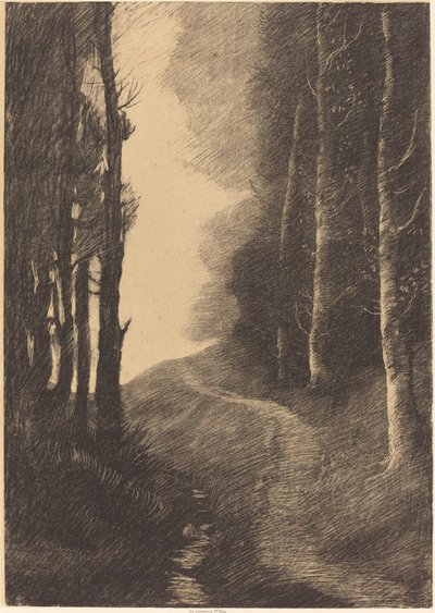 Landskap med björkar av Alphonse Legros
