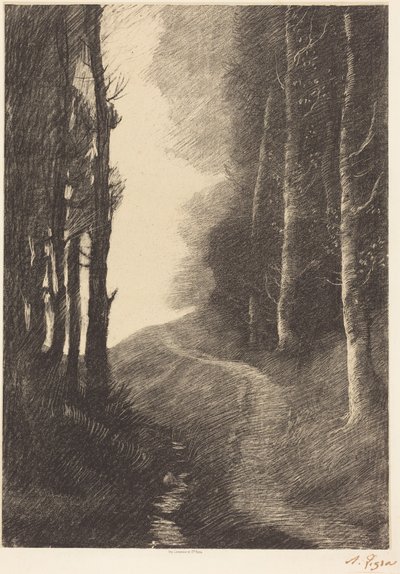 Landskap med björkar av Alphonse Legros