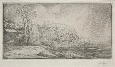 Landskap med två träd av Alphonse Legros