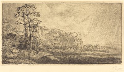 Landskap med två träd av Alphonse Legros