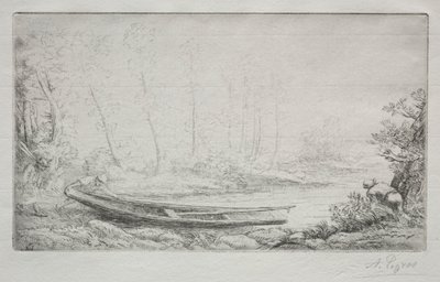 Avfärd för fiske, i dimmorna. av Alphonse Legros