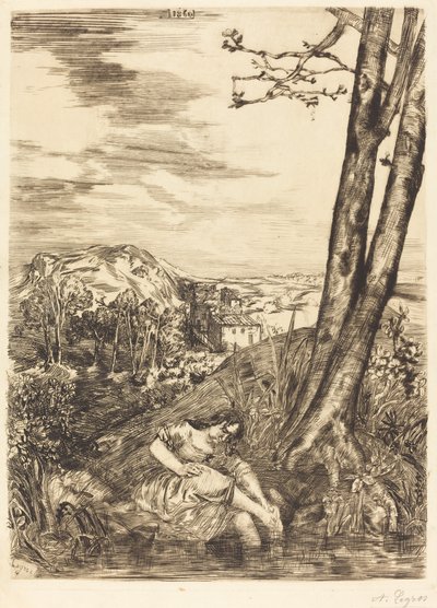Bonde som tvättar hennes fötter av Alphonse Legros