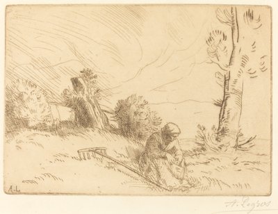 Bondekvinna sitter i en häck Bondkvinna sitter i häck. av Alphonse Legros