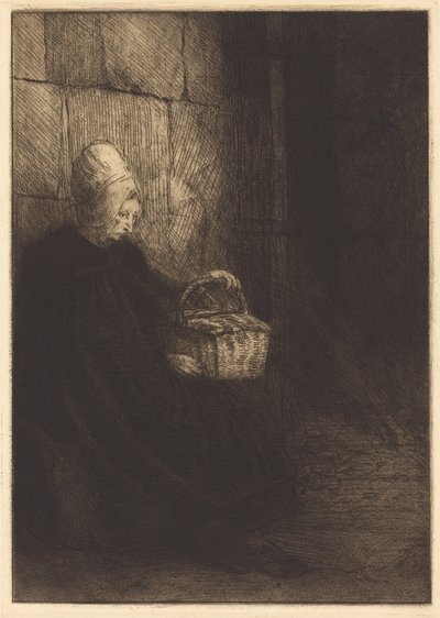 Bondkvinna från Boulogne (Bondkvinna från trakten kring Boulogne, även kallad ”Kvinnan med korgen”) av Alphonse Legros