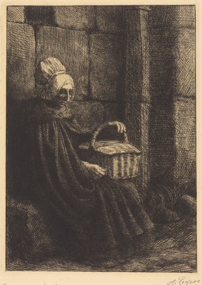 Bondkvinna från Boulogne (Bondkvinna från trakten kring Boulogne, även kallad ”Kvinnan med korgen”) av Alphonse Legros