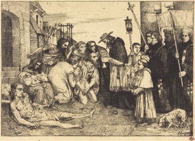 Pestdrabbade i Rom (Les pestifères de Rome) av Alphonse Legros