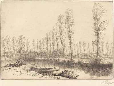 Poplar nära Amiens Nära Amiens, torvmarkerna. av Alphonse Legros