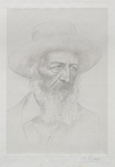 Porträtt av Alfred Lord Tennyson. av Alphonse Legros