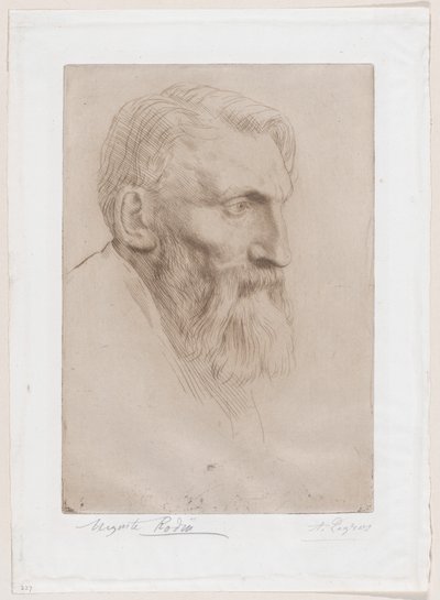 Porträtt av Auguste Rodin av Alphonse Legros