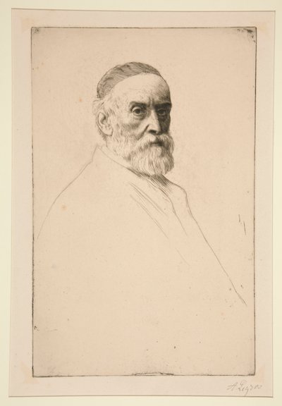 Porträtt av G.F. Watts, R.A. av Alphonse Legros