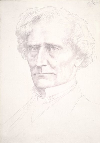 Porträtt av Hector Berlioz (guldspets på rosa preparerat papper) av Alphonse Legros