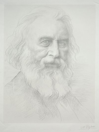 Porträtt av Henry Wadsworth Longfellow 2:a plattan. av Alphonse Legros