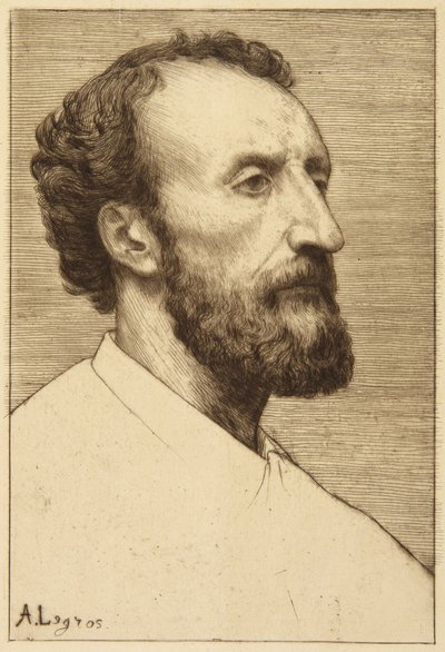 Porträtt av J. Dalou av Alphonse Legros