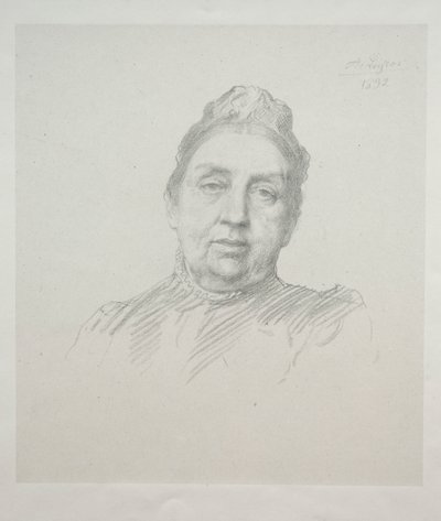 Porträtt av Madame Kemp, 3:e tavlan framifrån. av Alphonse Legros