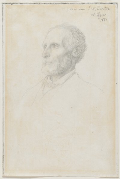 Porträtt av Sir Frederick W. Burton, chef för National Gallery, London av Alphonse Legros