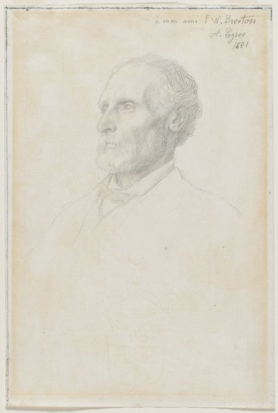 Porträtt av Sir Frederick W. Burton, chef för National Gallery, London, 1881. av Alphonse Legros