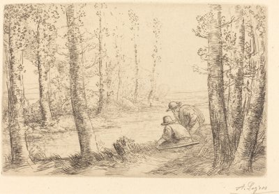 Vila längs flodens stränder (Repos au bord de la riviere) av Alphonse Legros