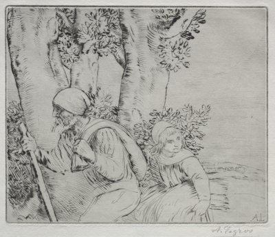 Återvända från fältet (Le Retour des Champs-2nd Plate) av Alphonse Legros