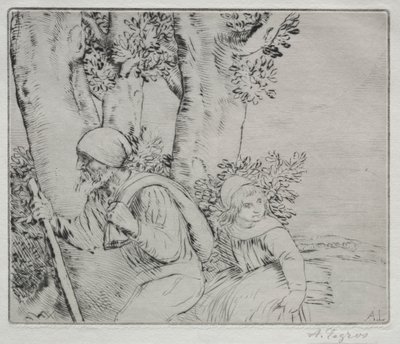 Återvända från fältet (Le Retour des Champs-2nd Plate) av Alphonse Legros