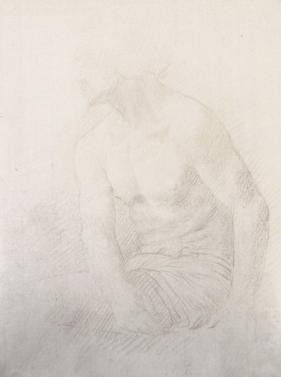 Sittande manlig naken (brun krita på papper) av Alphonse Legros