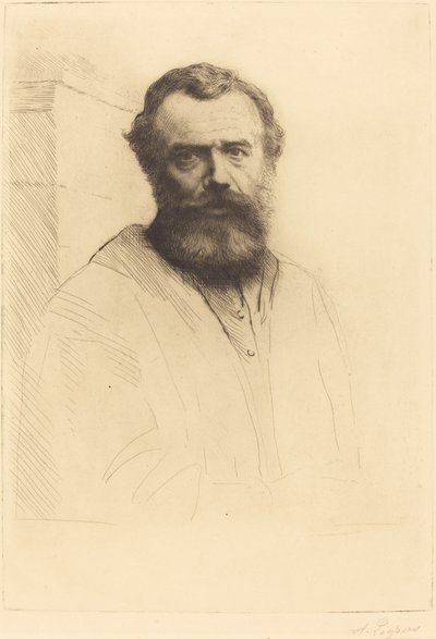 Självporträtt, 3:e plattan av Alphonse Legros
