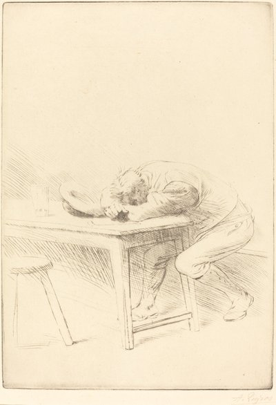 Siesta av en arbetare av Alphonse Legros