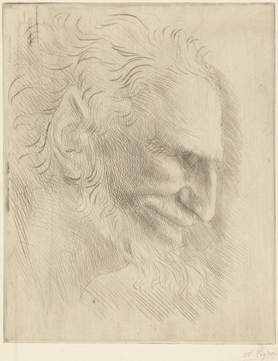 Studie till en mans huvud av Alphonse Legros