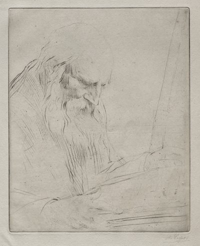 Studie av en man som läser av Alphonse Legros