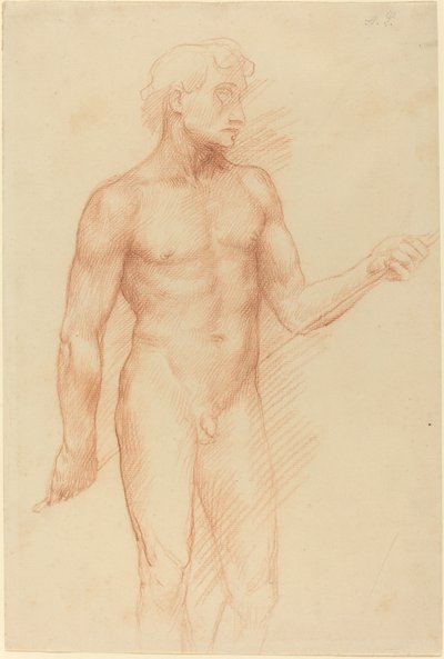 Studie av en mansfigur, hållarstång bakom ryggen av Alphonse Legros