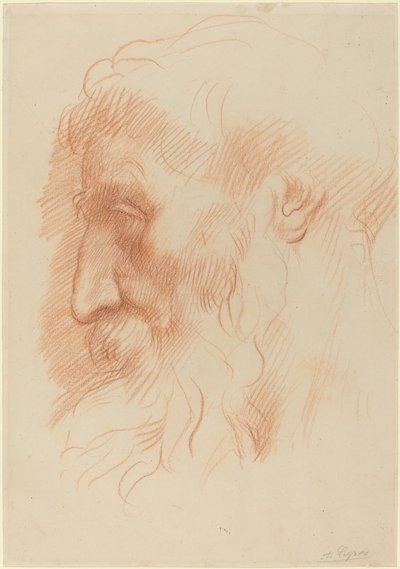 Studie av en mans huvud [recto] av Alphonse Legros