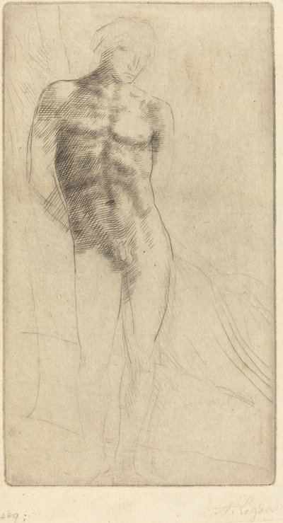 Studie av en naken figur Etude de figur nue. av Alphonse Legros