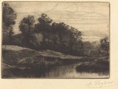 Solnedgång (kväll (solnedgång)) av Alphonse Legros