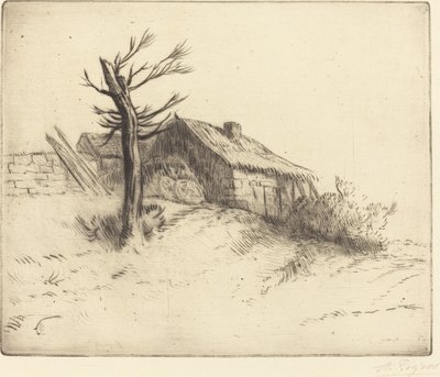 Stuga med halmtak (Chaumiere) av Alphonse Legros