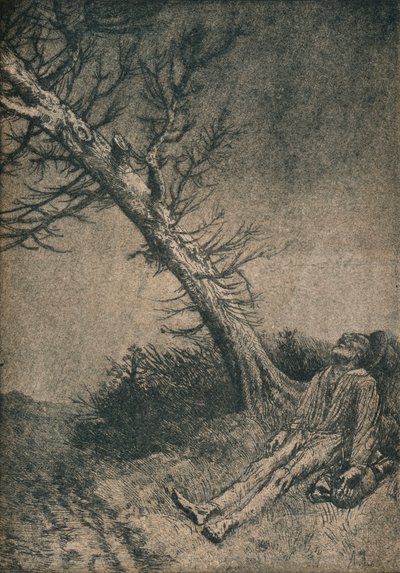Den döende vagabonden, 1875 av Alphonse Legros
