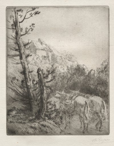 Gården på kullen. av Alphonse Legros