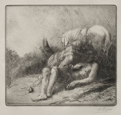 Den barmhärtige samariten. av Alphonse Legros