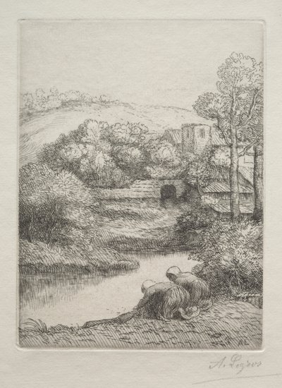 The Washing Place, kallad The Washerwomen (Le Lavoir, Dite "Les Laveuses") av Alphonse Legros