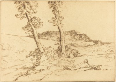 Resenär som ligger på gräset Resenären som ligger på gräset. av Alphonse Legros
